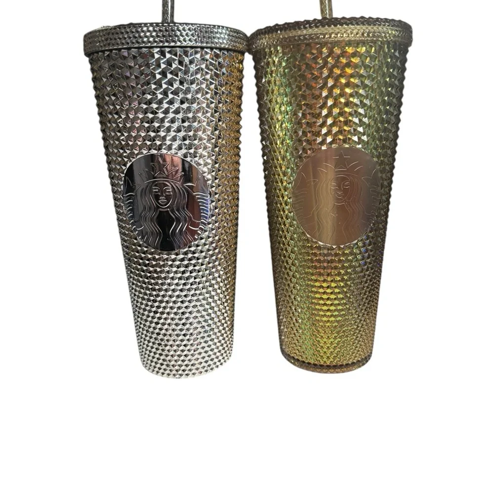 Disney Collectible Starbucks Tumbler Gold Silver 50th AnniversaryTumbler Straws